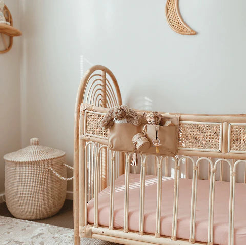 Vegan Leather Cot Organiser - Nude