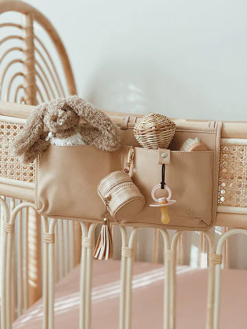 Vegan Leather Cot Organiser - Nude