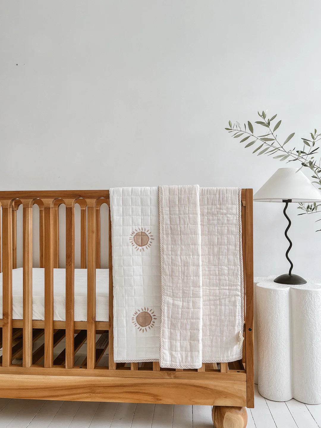 Seakaboo Kantha cot quilt - nude suns