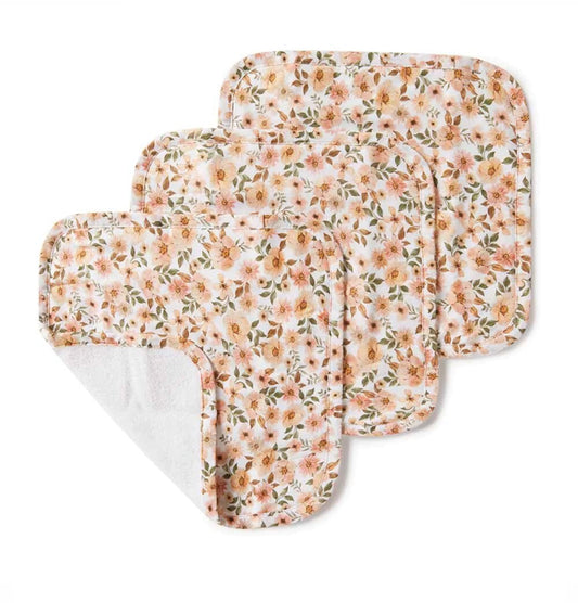 Snuggle hunny- Spring Floral Organic Wash Cloths - 3 Pack