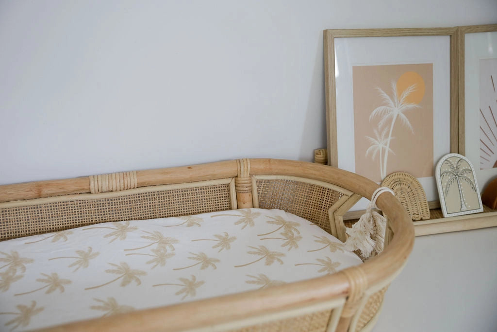 Palm Tree Organic Cotton Jersey Change Pad / Bassinet Sheet