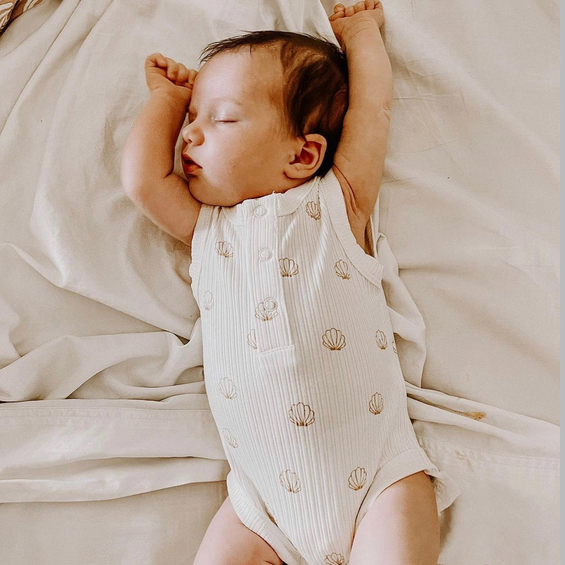 Ribbed body suit- nude seashell