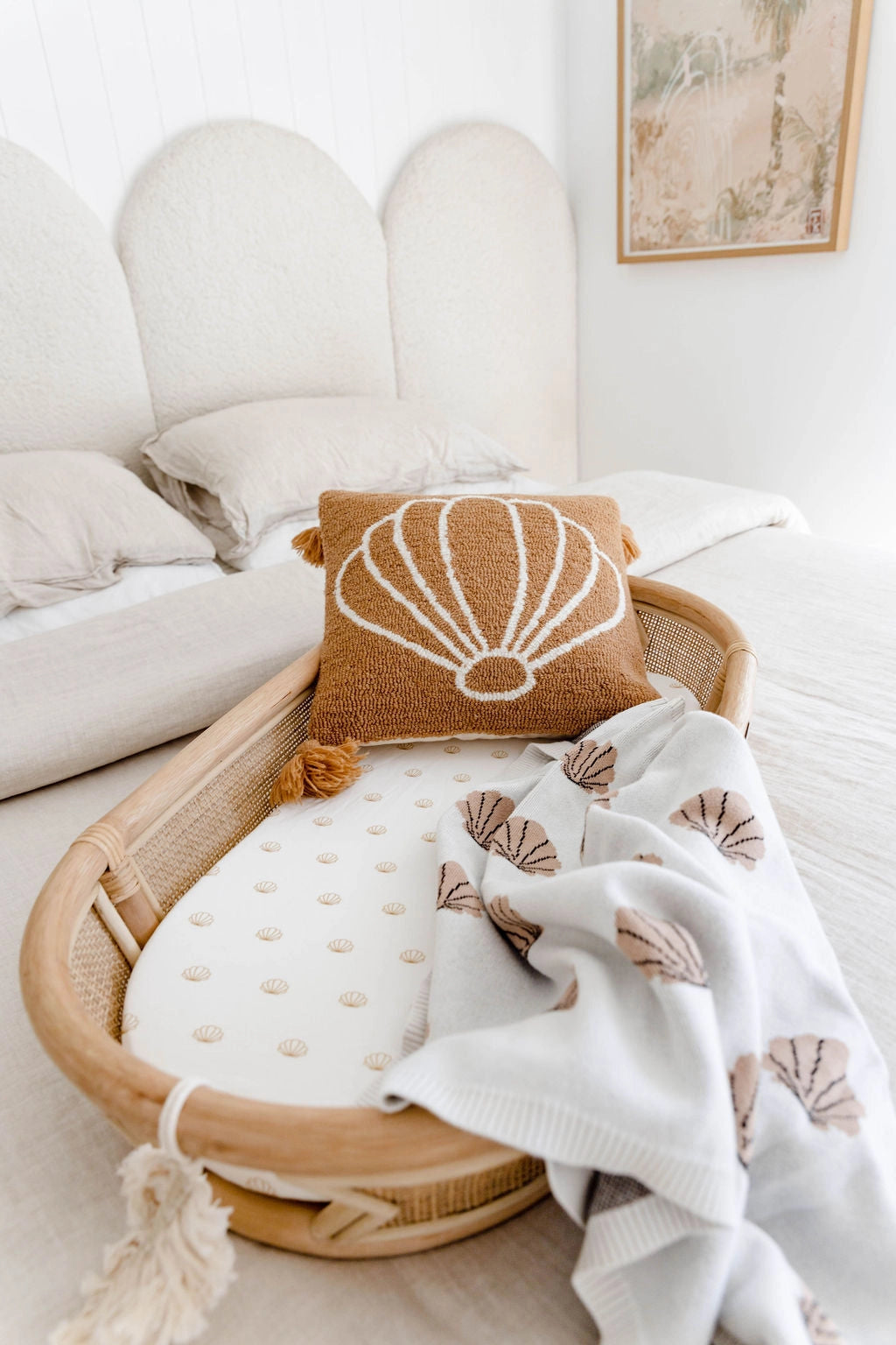 Seashell Organic Cotton Jersey Change Pad / Bassinet Sheet