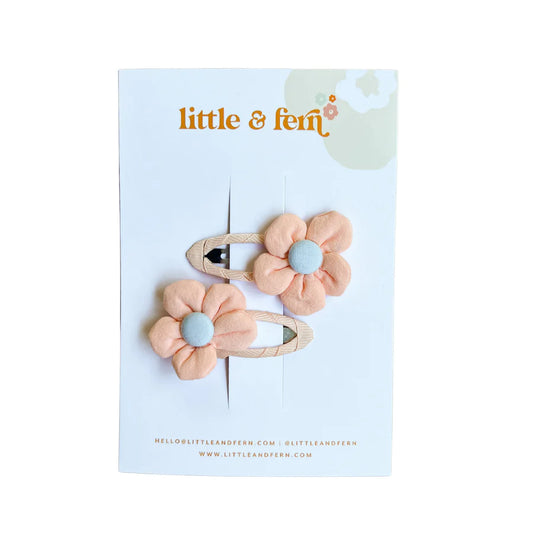 Little and Fern- Peach Flower Snap Clip Twin Set