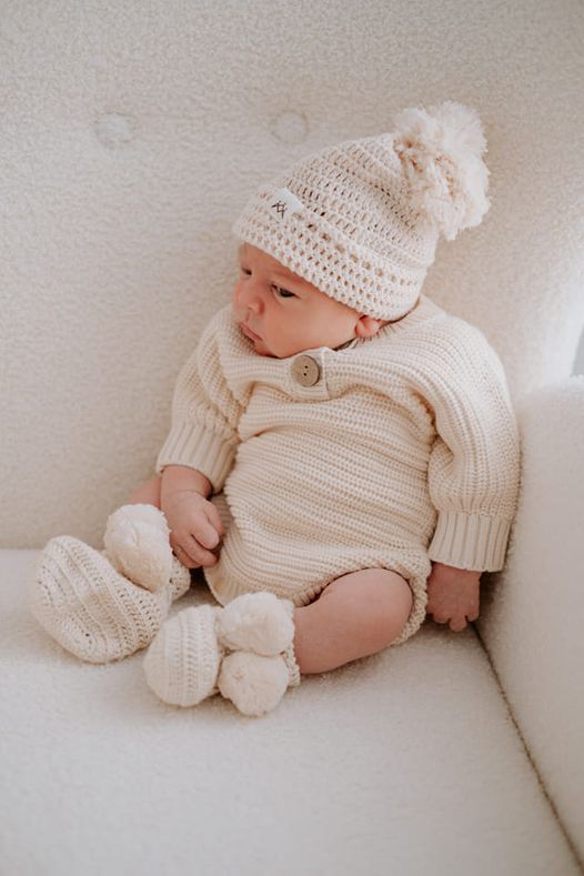 3 little crowns - Textured Knit Bodysuit - Oat