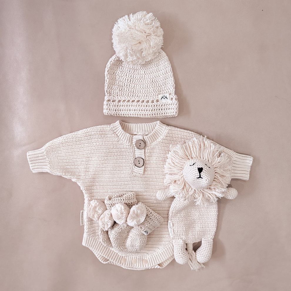 3 little crowns - Textured Knit Bodysuit - Oat